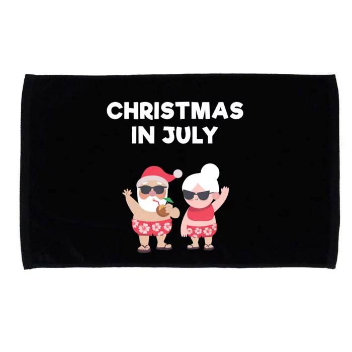 Christmas In July Funny Mr and Mrs Santa Claus Beach Microfiber Hand Towel