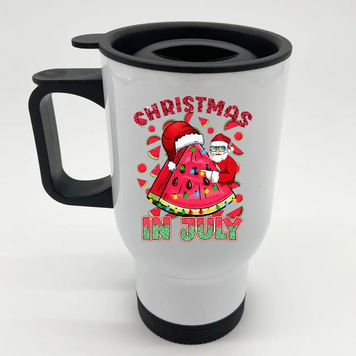 Christmas In July Watermelon Xmas Tree Summer Front & Back Stainless Steel Travel Mug