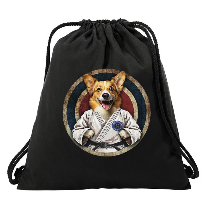 Corgi In Jiu Jitsu Gi Martial Arts Fun Drawstring Bag