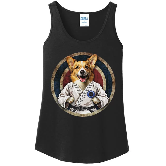 Corgi In Jiu Jitsu Gi Martial Arts Fun Ladies Essential Tank