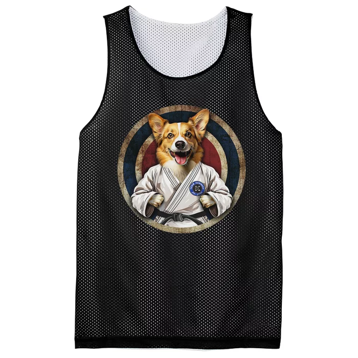 Corgi In Jiu Jitsu Gi Martial Arts Fun Mesh Reversible Basketball Jersey Tank