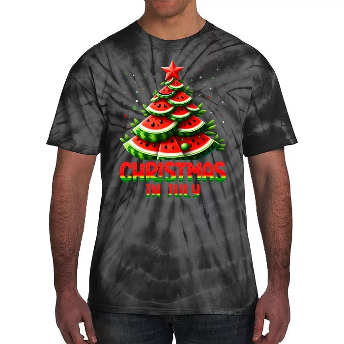 Christmas In July Watermelon Tree Summer Tie-Dye T-Shirt