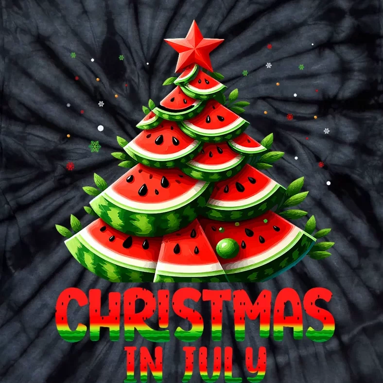 Christmas In July Watermelon Tree Summer Tie-Dye T-Shirt