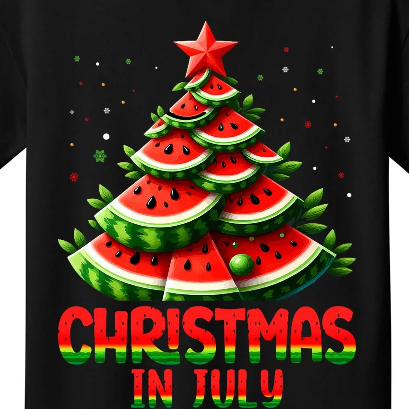 Christmas In July Watermelon Tree Summer Kids T-Shirt