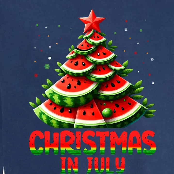 Christmas In July Watermelon Tree Summer Garment-Dyed Sweatshirt