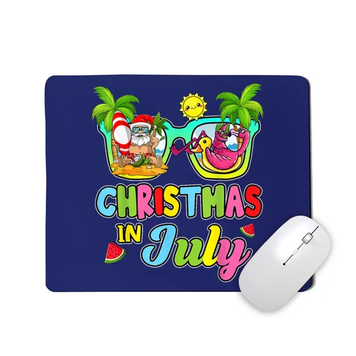 Christmas In July Funny Santa Surfing Summer Beach Vacation Mousepad