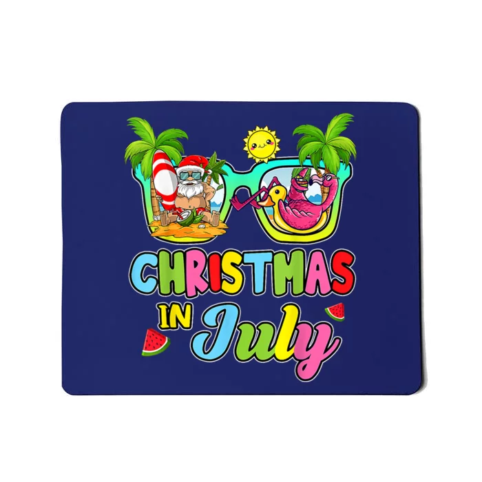 Christmas In July Funny Santa Surfing Summer Beach Vacation Mousepad