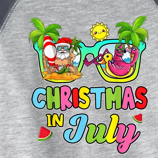 Christmas In July Funny Santa Surfing Summer Beach Vacation Toddler Fine Jersey T-Shirt