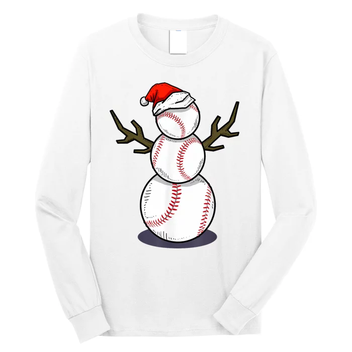 Christmas In July Summer Baseball Snowman Party Long Sleeve Shirt