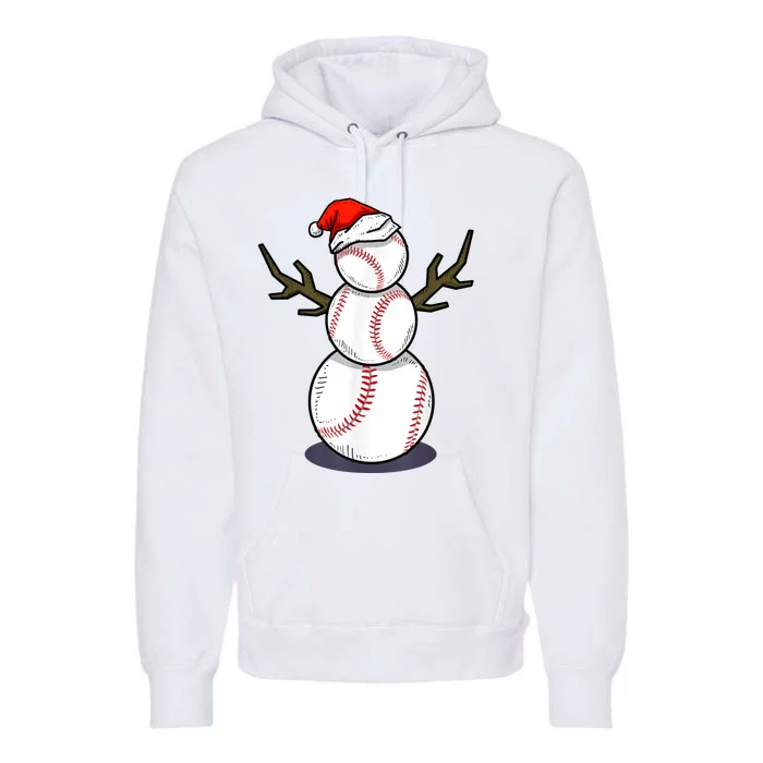 Christmas In July Summer Baseball Snowman Party Premium Hoodie