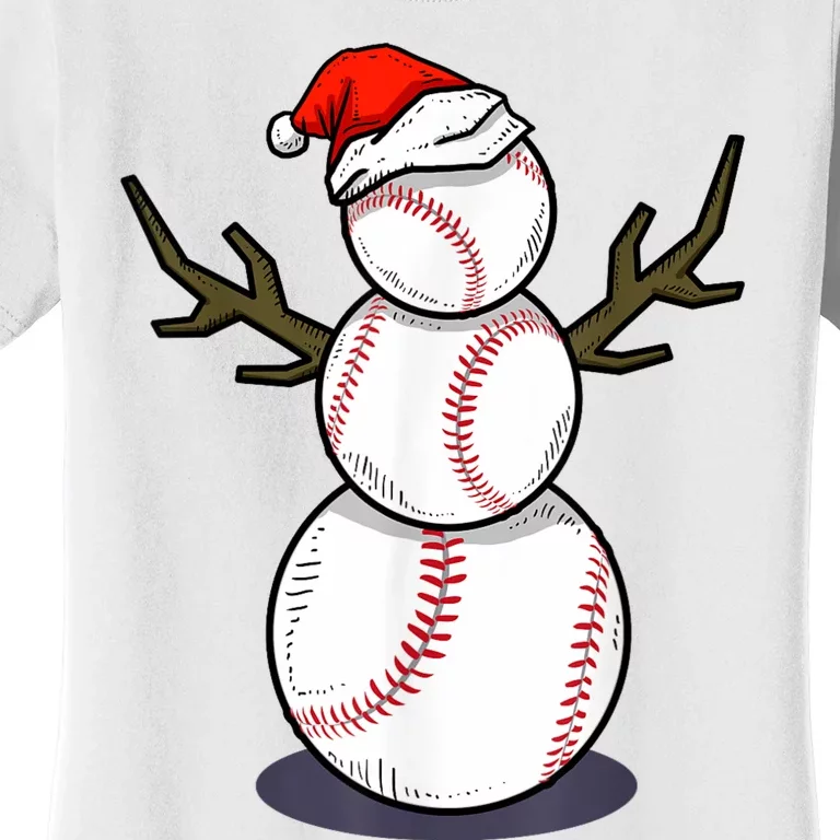 Christmas In July Summer Baseball Snowman Party Women's T-Shirt