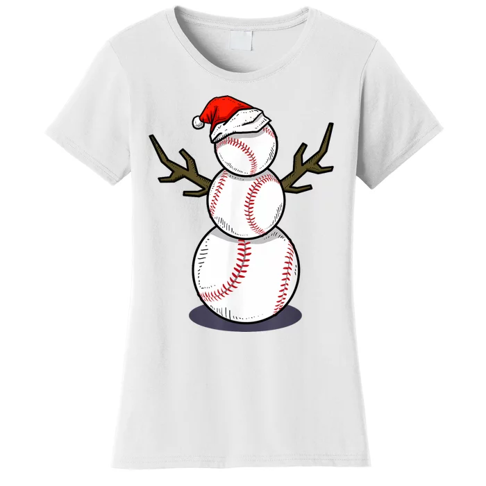 Christmas In July Summer Baseball Snowman Party Women's T-Shirt