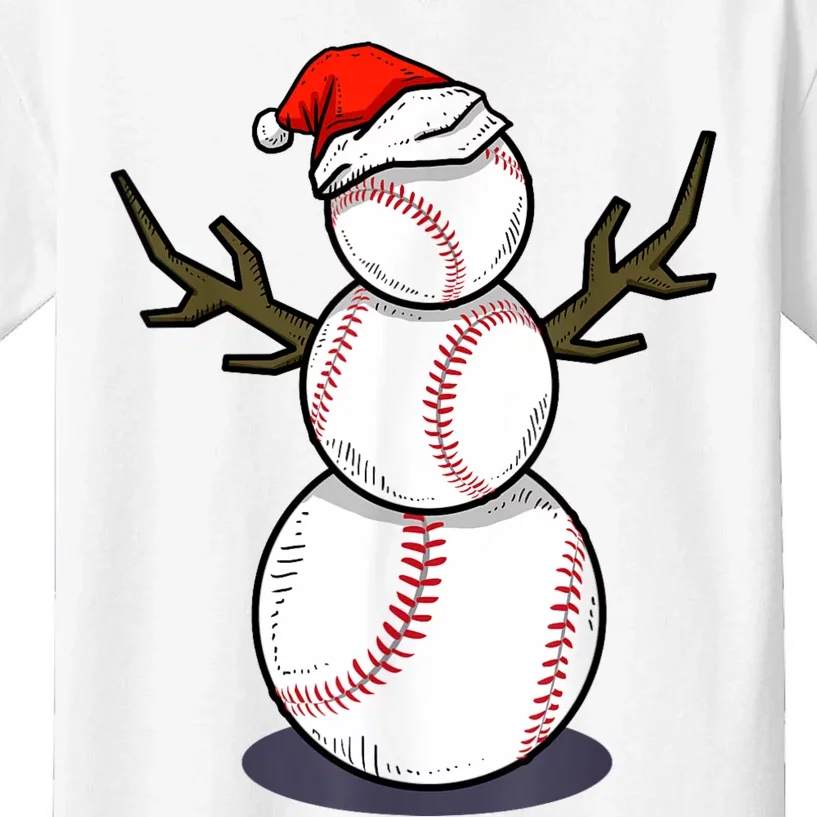 Christmas In July Summer Baseball Snowman Party Kids T-Shirt