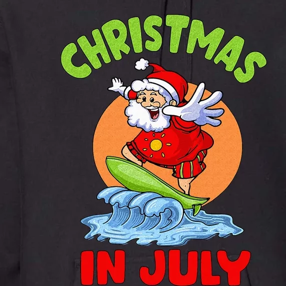 Christmas In July Santa Surfing Hawaiian Party Premium Hoodie