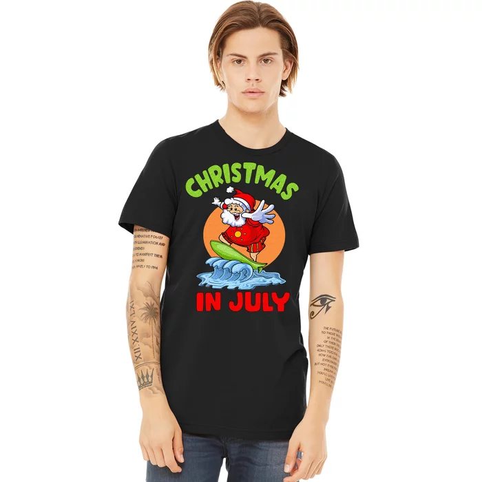 Christmas In July Santa Surfing Hawaiian Party Premium T-Shirt