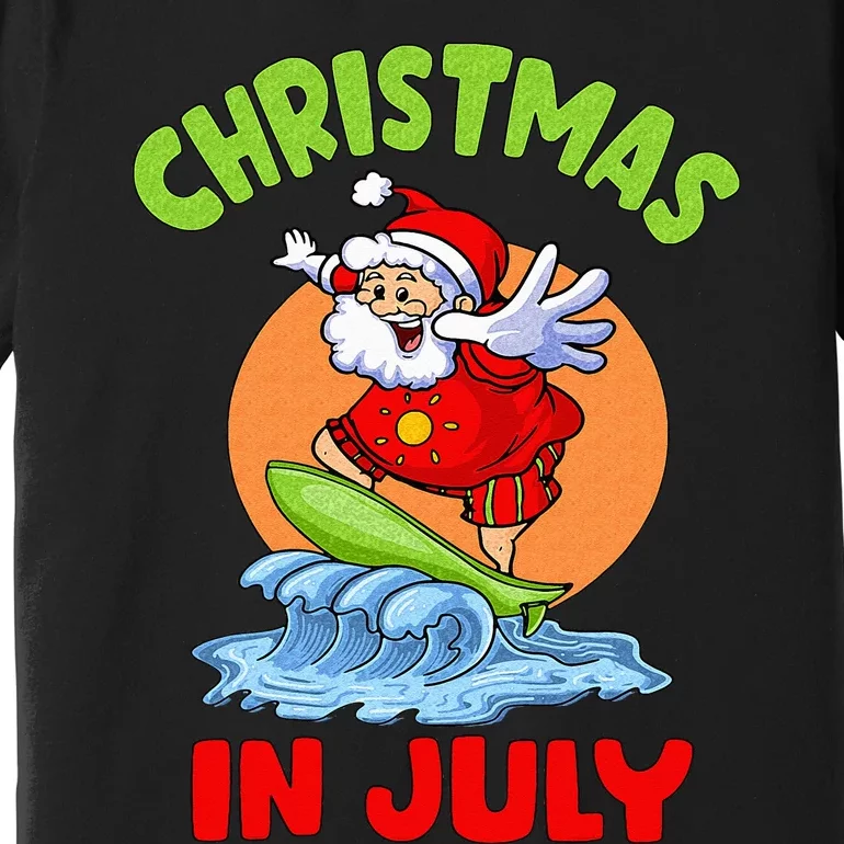 Christmas In July Santa Surfing Hawaiian Party Premium T-Shirt