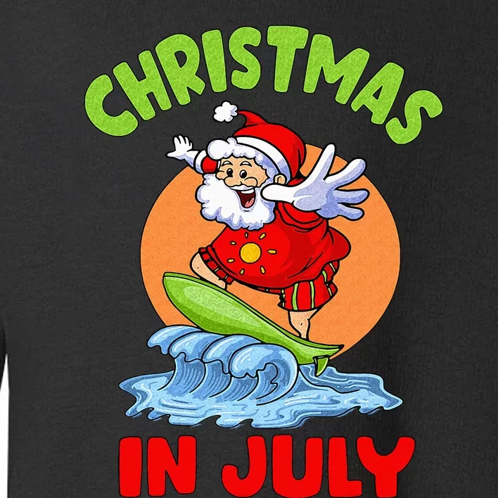 Christmas In July Santa Surfing Hawaiian Party Toddler Sweatshirt