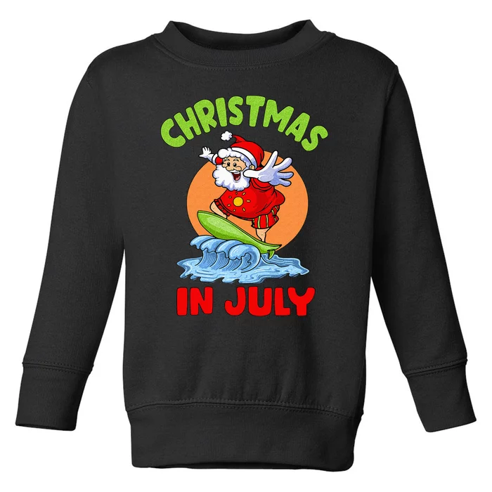 Christmas In July Santa Surfing Hawaiian Party Toddler Sweatshirt