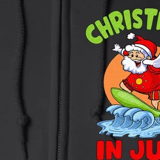 Christmas In July Santa Surfing Hawaiian Party Full Zip Hoodie