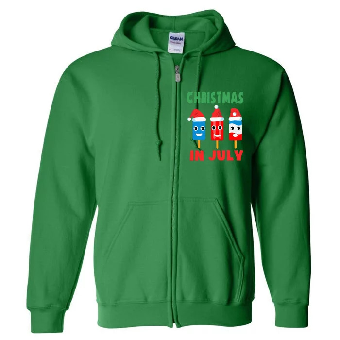 Christmas In July Ice Pops In Santa Hat Cute Full Zip Hoodie