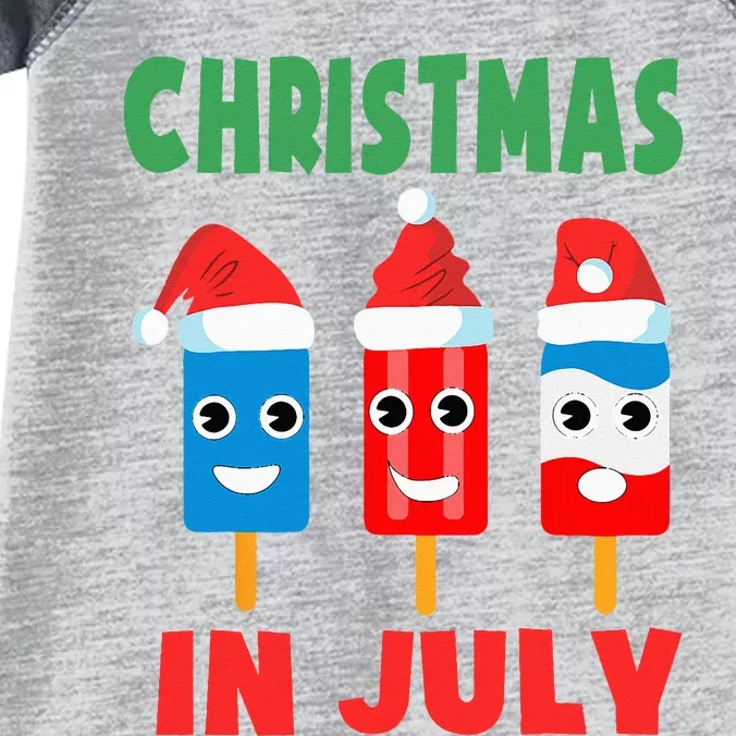 Christmas In July Ice Pops In Santa Hat Cute Infant Baby Jersey Bodysuit