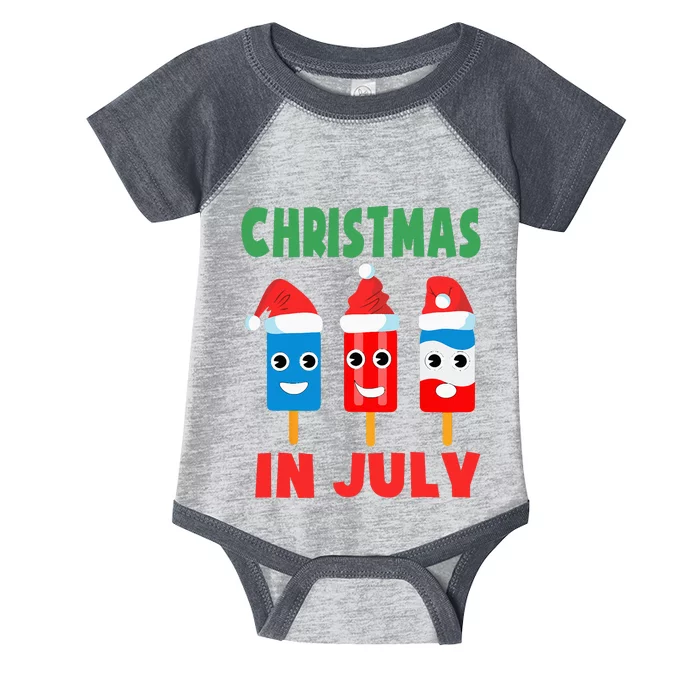 Christmas In July Ice Pops In Santa Hat Cute Infant Baby Jersey Bodysuit