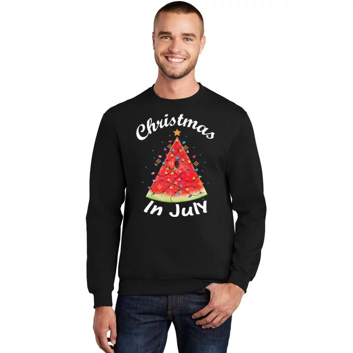 Christmas In July Summer Design Melon Christmas Tree Summer Tall Sweatshirt