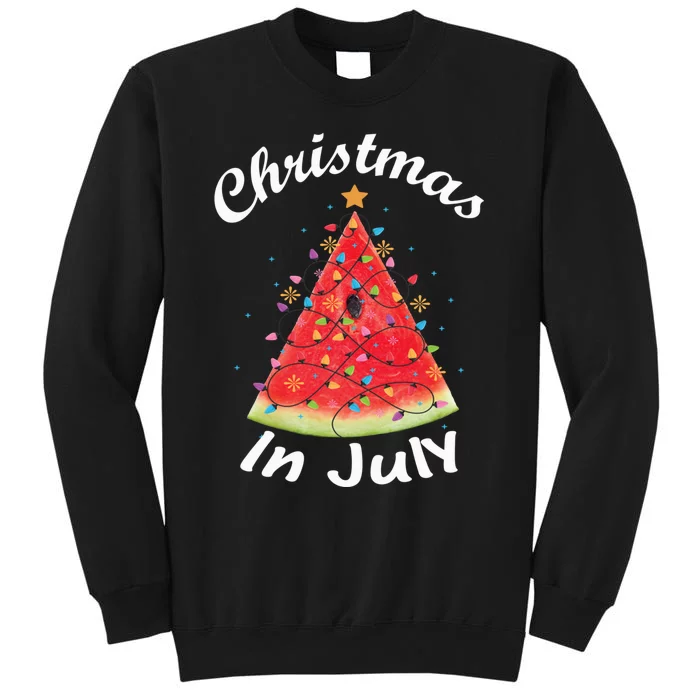 Christmas In July Summer Design Melon Christmas Tree Summer Tall Sweatshirt