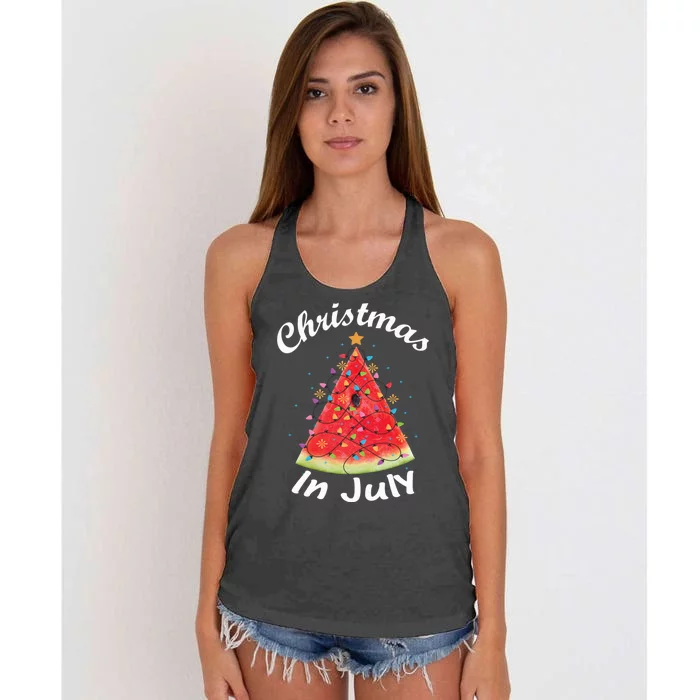 Christmas In July Summer Design Melon Christmas Tree Summer Women's Knotted Racerback Tank