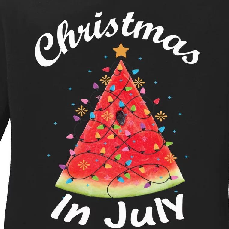 Christmas In July Summer Design Melon Christmas Tree Summer Ladies Long Sleeve Shirt