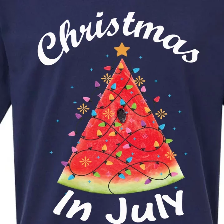 Christmas In July Summer Design Melon Christmas Tree Summer Sueded Cloud Jersey T-Shirt