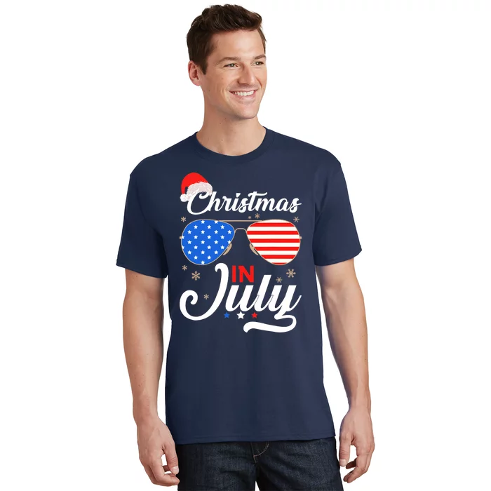 Christmas In July Funny 4th Of July Beach Summer Christmas T-Shirt