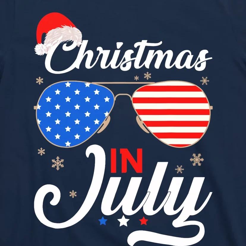 Christmas In July Funny 4th Of July Beach Summer Christmas T-Shirt