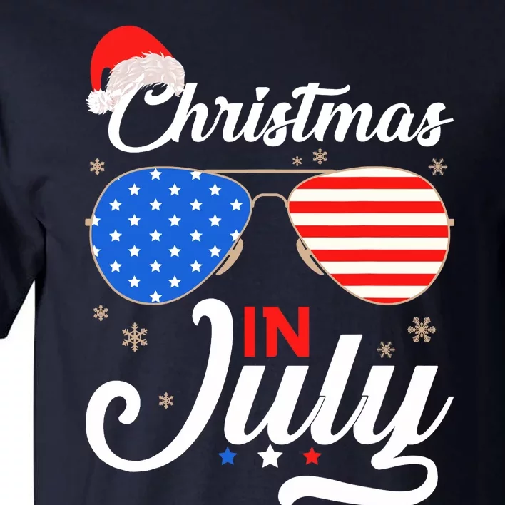 Christmas In July Funny 4th Of July Beach Summer Christmas Tall T-Shirt