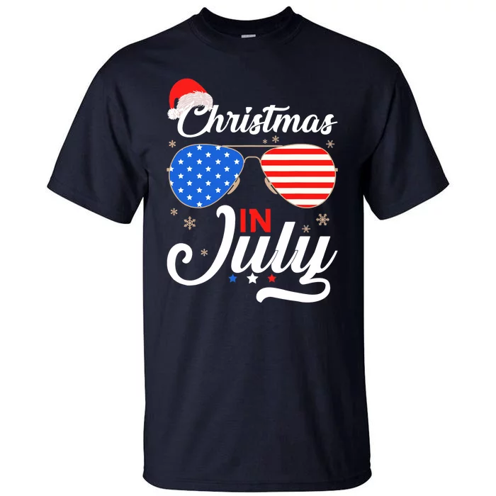 Christmas In July Funny 4th Of July Beach Summer Christmas Tall T-Shirt