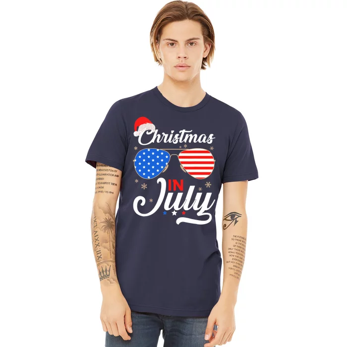 Christmas In July Funny 4th Of July Beach Summer Christmas Premium T-Shirt