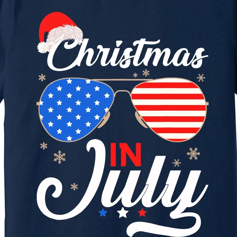 Christmas In July Funny 4th Of July Beach Summer Christmas Premium T-Shirt