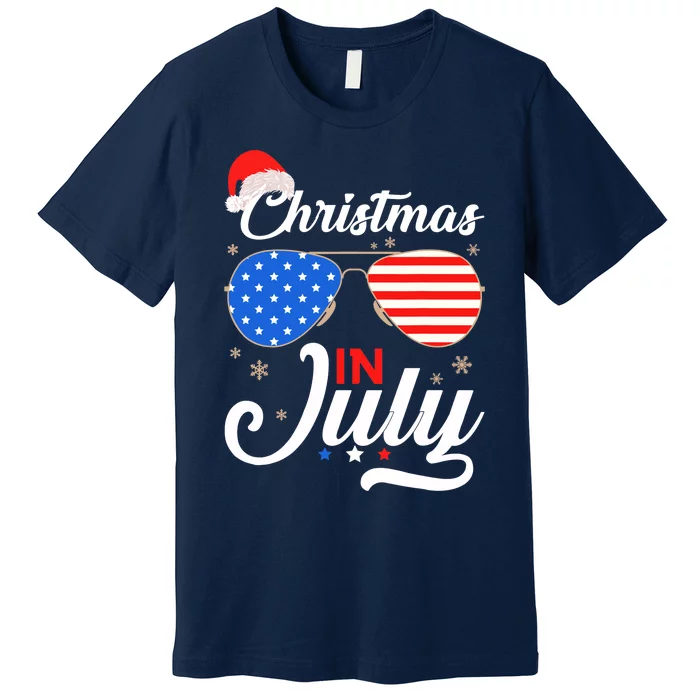 Christmas In July Funny 4th Of July Beach Summer Christmas Premium T-Shirt