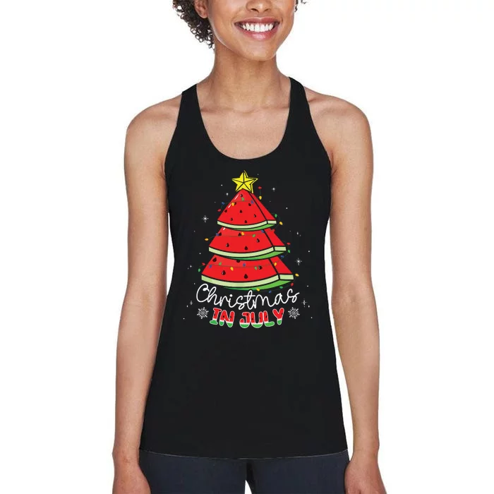 Christmas In July Watermelon Tree Summer Women's Racerback Tank