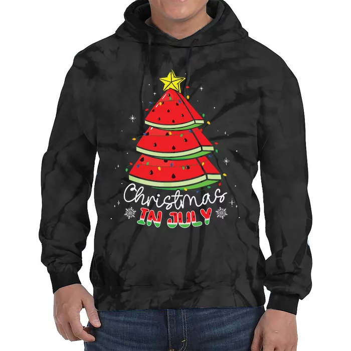 Christmas In July Watermelon Tree Summer Tie Dye Hoodie