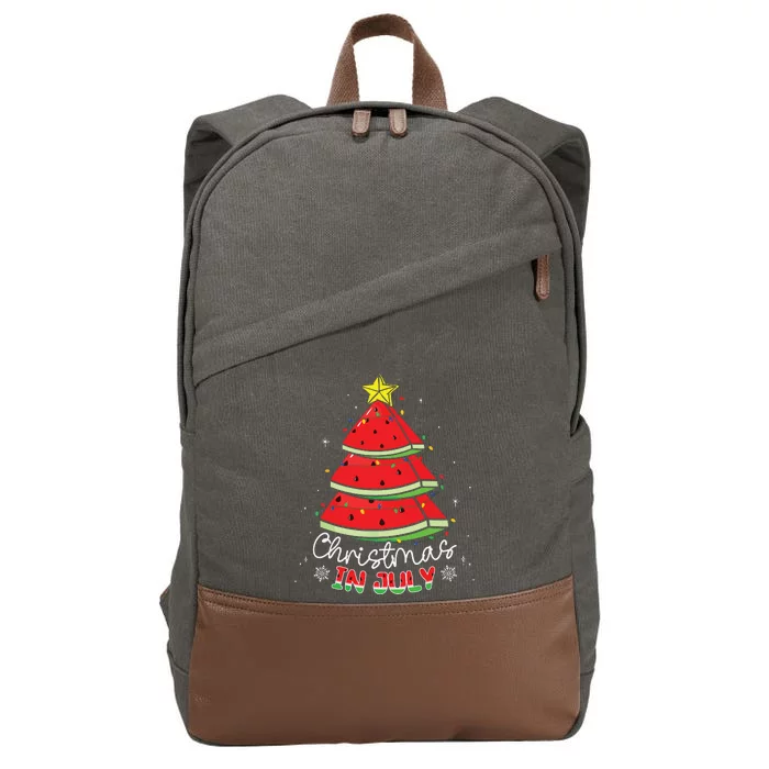 Christmas In July Watermelon Tree Summer Cotton Canvas Backpack