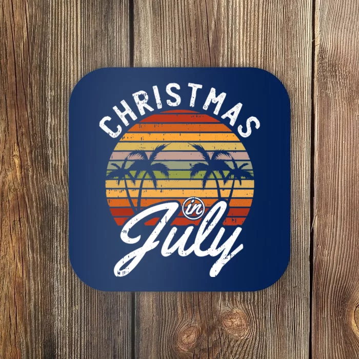 Christmas In July Retro Tropical Beach Summer Hawaii Surfer Coaster