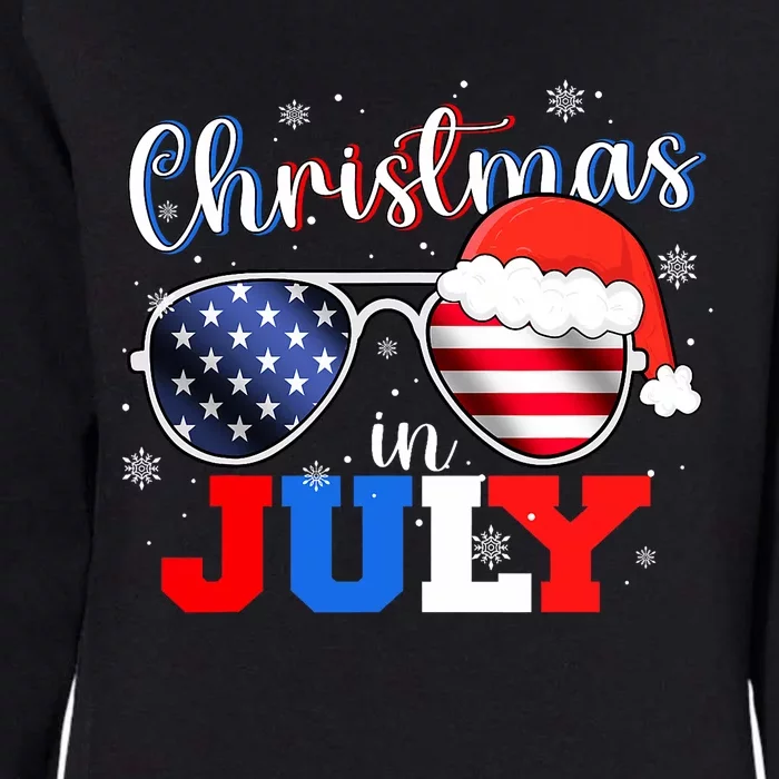 Christmas In July Santa Hat Sunglasses Usa Flag 4th Of July Womens California Wash Sweatshirt