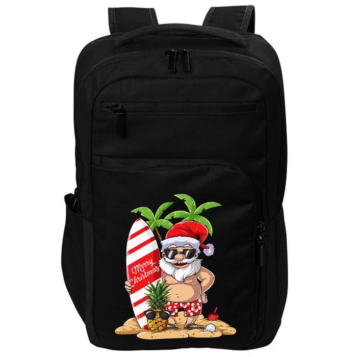 Christmas in July Santa Hawaiian Summer Surf Surfing Surfer Impact Tech Backpack