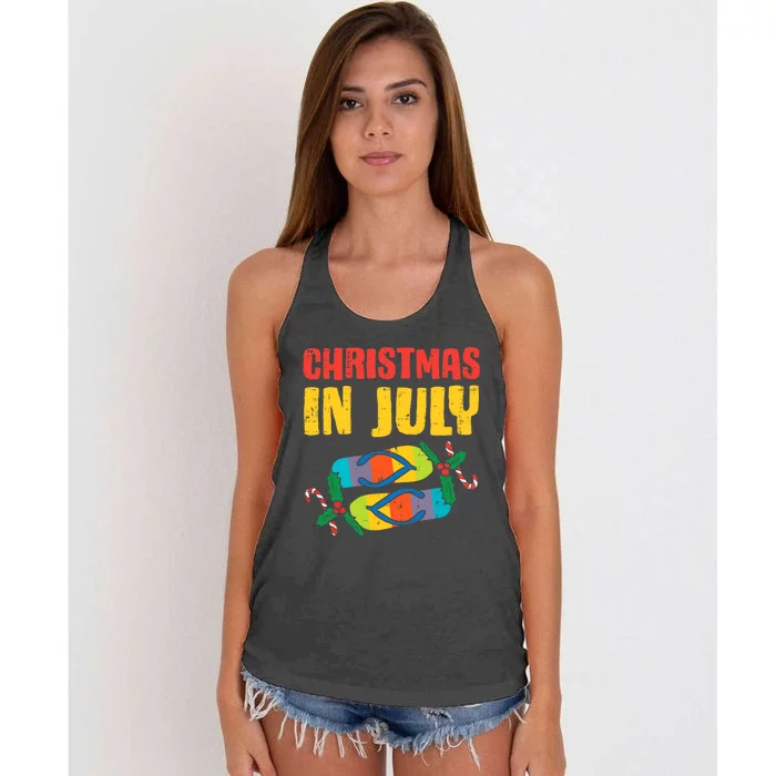 Christmas In July Flip Flops Summer Beach Xmas Women's Knotted Racerback Tank