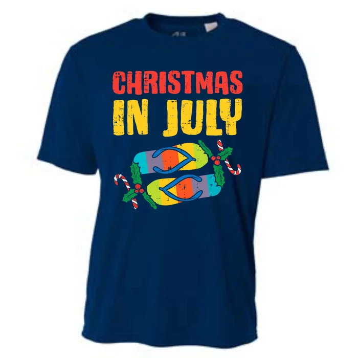 Christmas In July Flip Flops Summer Beach Xmas Cooling Performance Crew T-Shirt