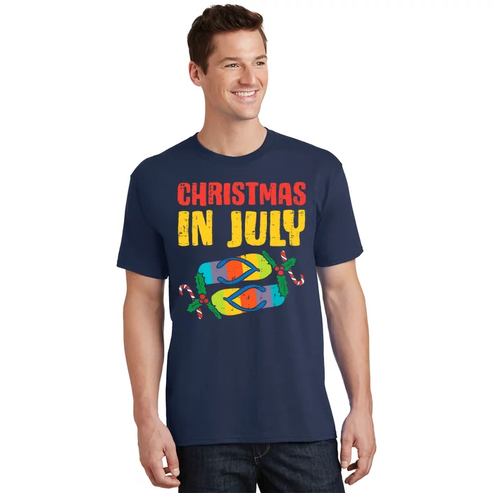 Christmas In July Flip Flops Summer Beach Xmas T-Shirt