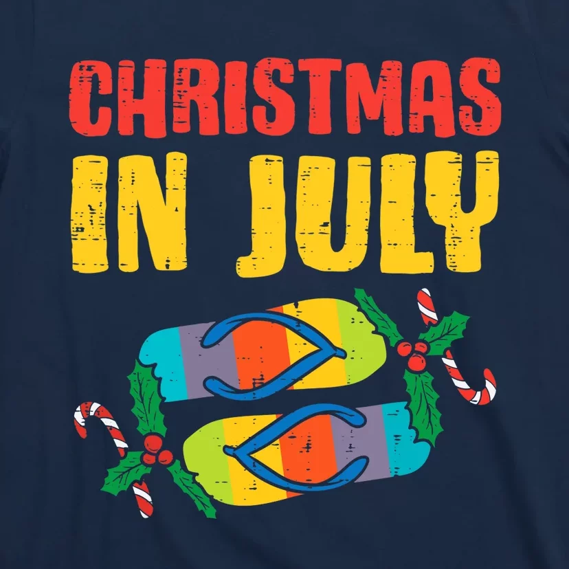 Christmas In July Flip Flops Summer Beach Xmas T-Shirt