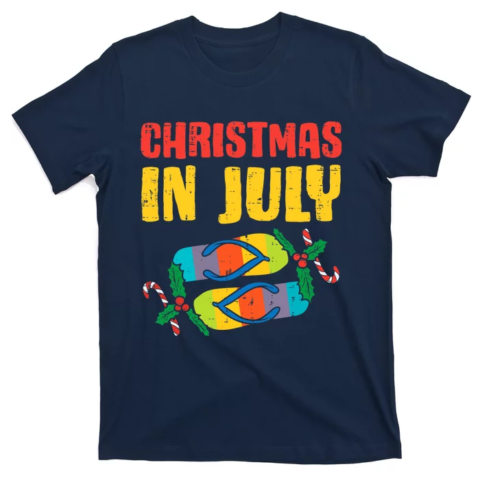 Christmas In July Flip Flops Summer Beach Xmas T-Shirt