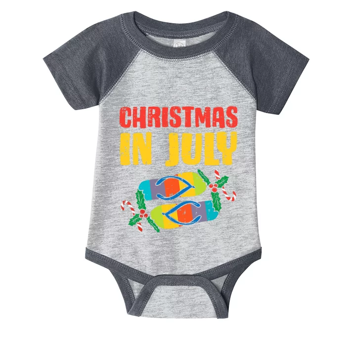 Christmas In July Flip Flops Summer Beach Xmas Infant Baby Jersey Bodysuit